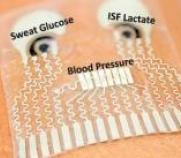 epidermal patch attached to forearm to monitor blood pressure and metabolites 