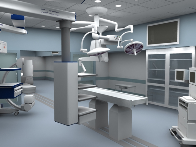 Photo of an operating room with many different machines that could be used for imaging